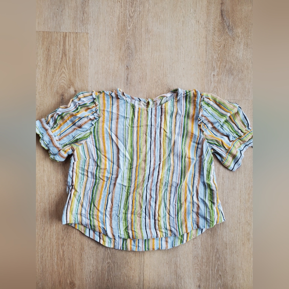 LC Lauren Conrad Striped Green Yellow White Blouse